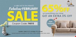 Fabulous February Furniture Sale Get UP TO 65% + EXTRA 5% OFF on Your Choice