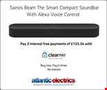 Sonos Beam Smart Compact Soundbar with Alexa Voice Control in Black