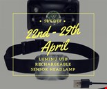 Luminu USB LED Sensor Headlamp Head Torch—running, camping, DIY, fishing, hiking, walking, cycling